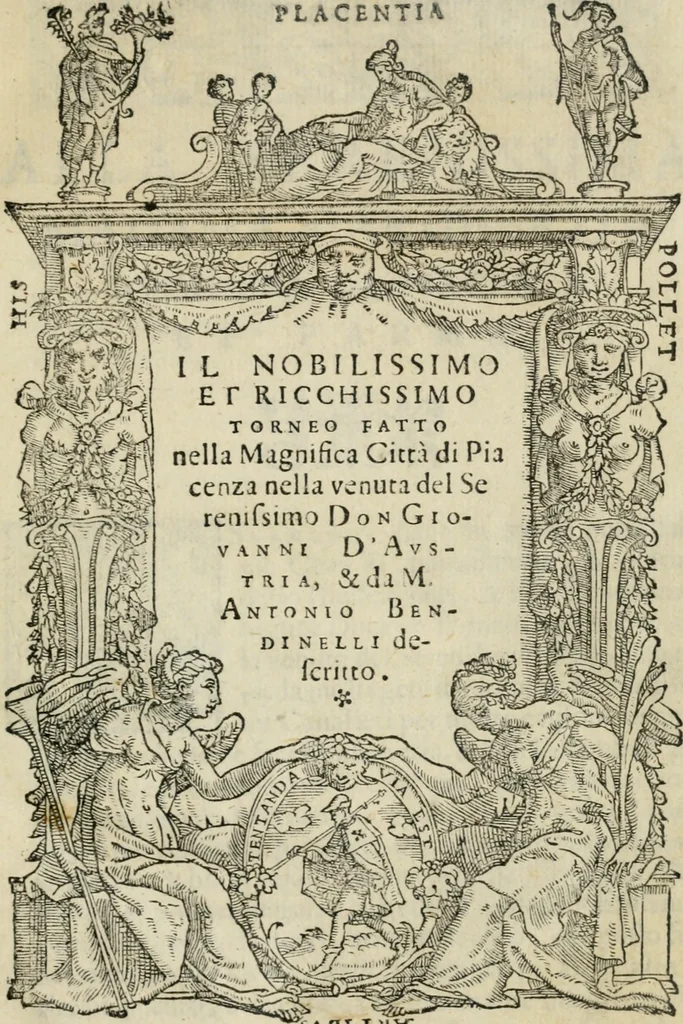 An illustration from Il nobilissimo et ricchissimo torneo fatto nella magnifica città di Piacenza nella venuta del Serenissimo Don Giovanni d'Avstria, 1574, leaf 4
