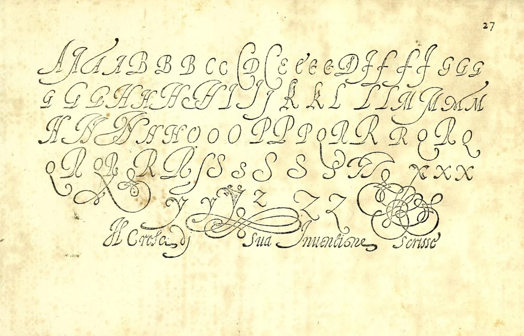 An illustration from Il perfetto cancellaresco corsivo, 1579, leaf 69