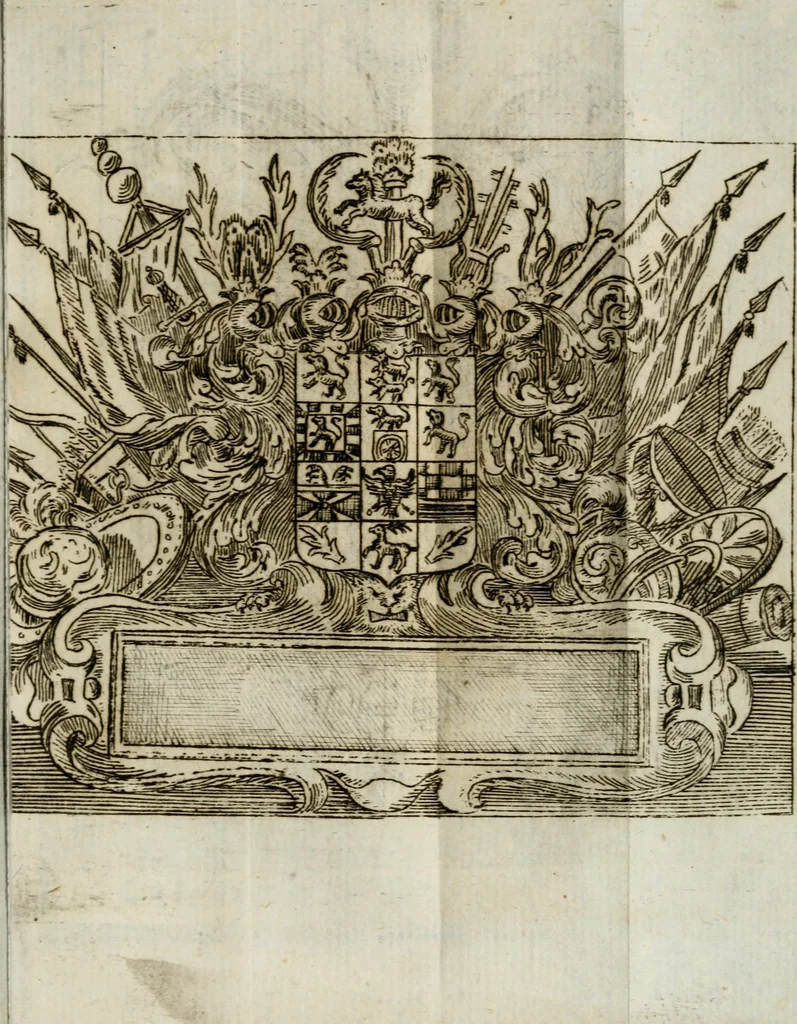 An illustration from Il prelvdio felice : mvsicali acclamationi consacrati da S.E. il signor Marco Contarini, procurator di S. Marco, all' Altezza Serenissima d'Ernesto Avgvsto, vescovo d'Osnabrvg, duca di Bransuich, Luneburgo, &c. : in occasione, che l' A.S. fauorisce S.E. nel luoco di Piazzola, 1685, leaf 4