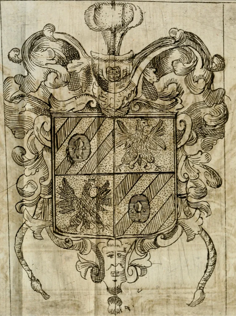 An illustration from Il prelvdio felice : mvsicali acclamationi consacrati da S.E. il signor Marco Contarini, procurator di S. Marco, all' Altezza Serenissima d'Ernesto Avgvsto, vescovo d'Osnabrvg, duca di Bransuich, Luneburgo, &c. : in occasione, che l' A.S. fauorisce S.E. nel luoco di Piazzola, 1685, leaf 5