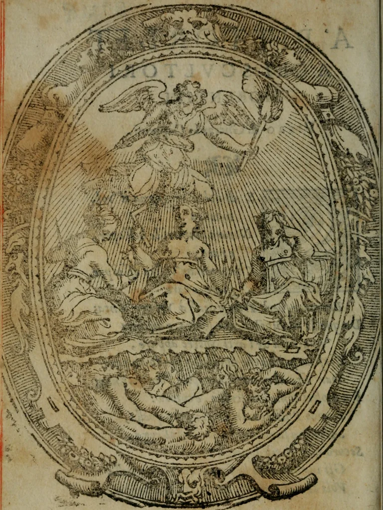 An illustration from Il riposo di Raffaello Borghini, in cvi della pittvra, e della scultura si fauella, de'piu illustri pittori, e scultori, et delle piu famose opere loro si fa mentione; e le cose principali appartenenti à dette arti s'insegnano, 1584, leaf 7