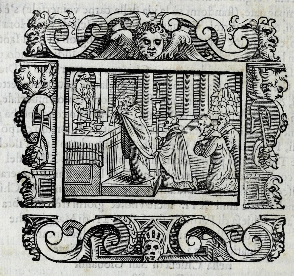 An illustration from Il santoario di Parma doue si hanno tutte le vite de' corpi santi, & de' beati, 1593, leaf 42