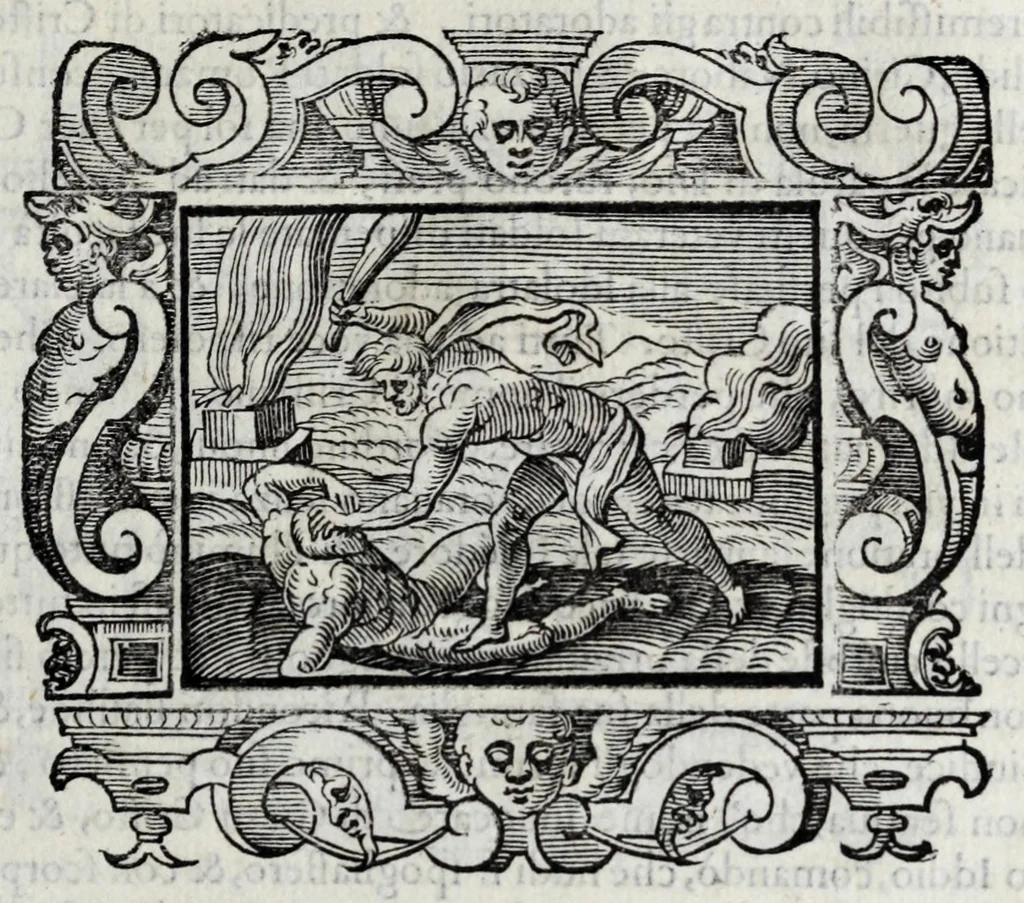 An illustration from Il santoario di Parma doue si hanno tutte le vite de' corpi santi, & de' beati, 1593, leaf 45