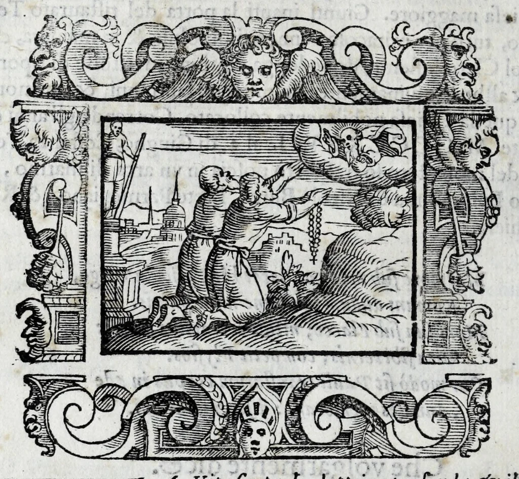 An illustration from Il santoario di Parma doue si hanno tutte le vite de' corpi santi, & de' beati, 1593, leaf 52