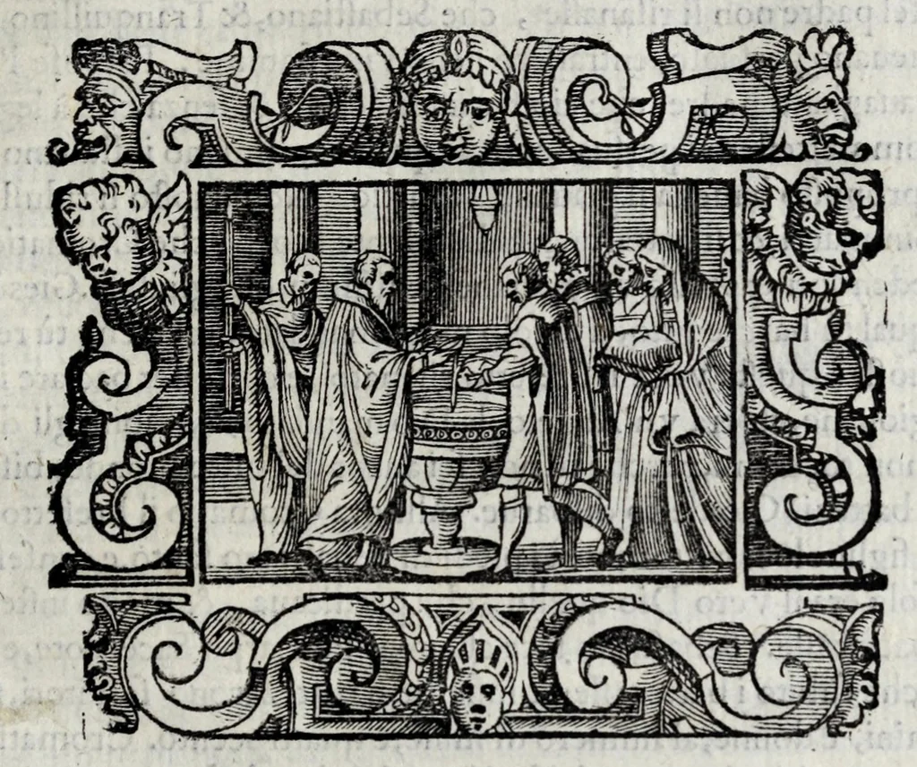 An illustration from Il santoario di Parma doue si hanno tutte le vite de' corpi santi, & de' beati, 1593, leaf 67