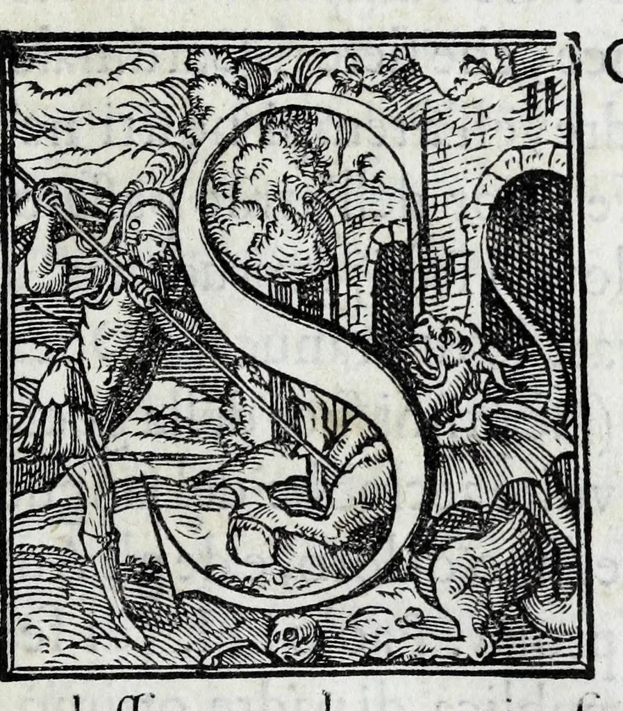 An illustration from Il santoario di Parma doue si hanno tutte le vite de' corpi santi, & de' beati, 1593, leaf 7