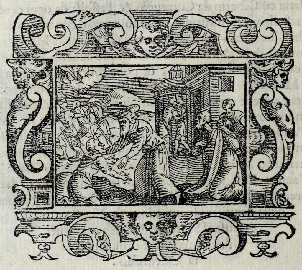 An illustration from Il santoario di Parma doue si hanno tutte le vite de' corpi santi, & de' beati, 1593, leaf 86