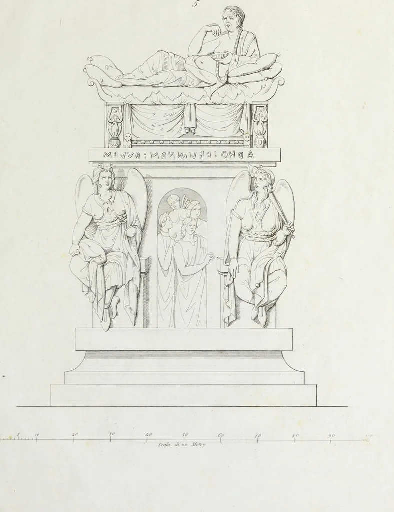 An illustration from Il Sepolcro dei Volunni scoperto in Perugia nel febbrajo del 1840 : ed altri monumenti inediti etruschi e romani ..., 1840, leaf 74