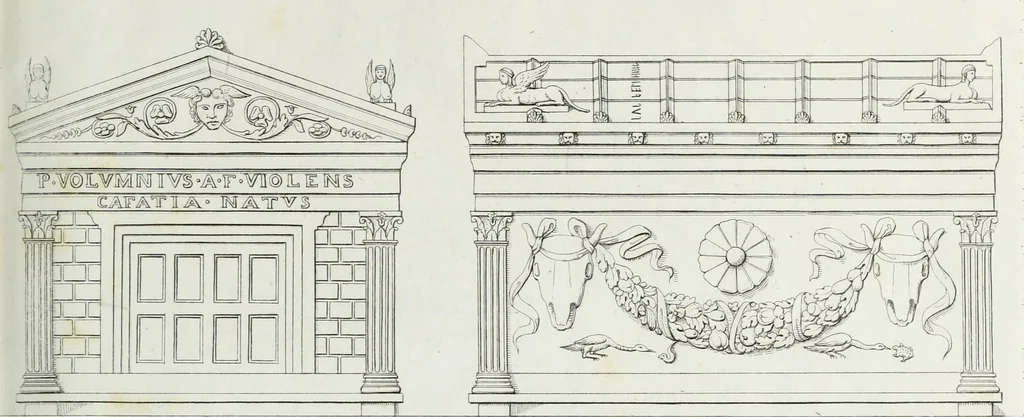 An illustration from Il Sepolcro dei Volunni scoperto in Perugia nel febbrajo del 1840 : ed altri monumenti inediti etruschi e romani ..., 1840, leaf 78