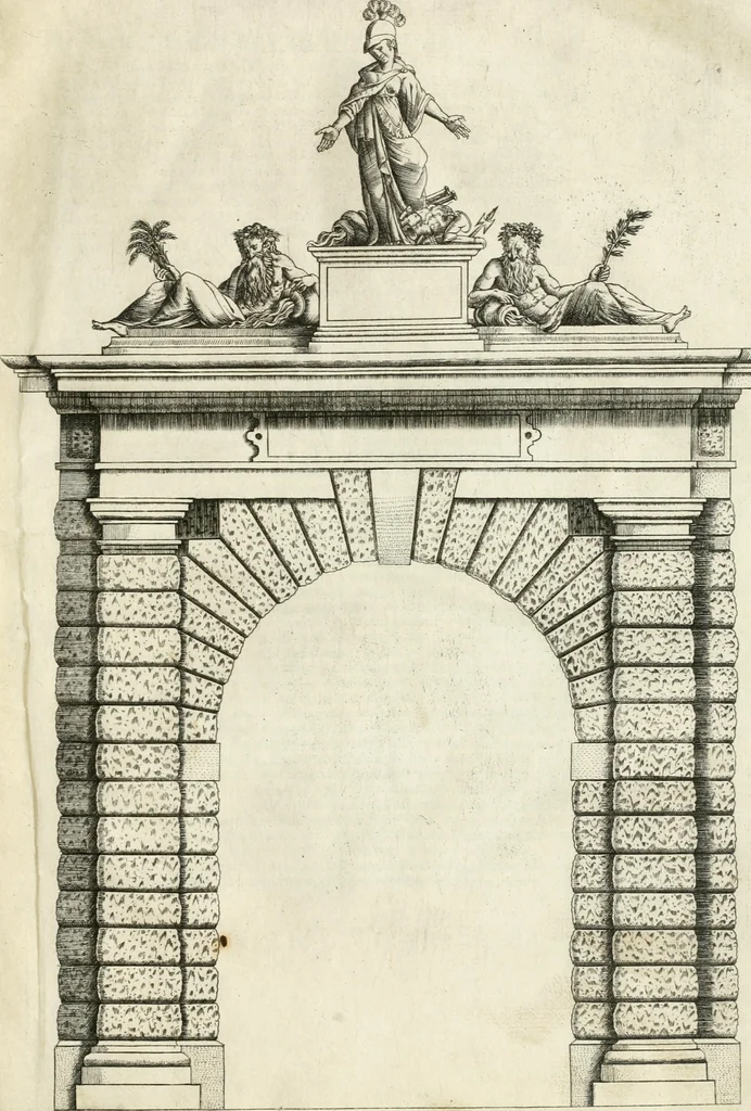 An illustration from Il sontvoso apparato fatto dalla magnifica citta di Brescia nel felice ritorno dell'illv. & reuerendiss. vescouo suo il cardinale Morosini : con la spositione de' sensi simbolici che in esso si contengono, 1591, leaf 20