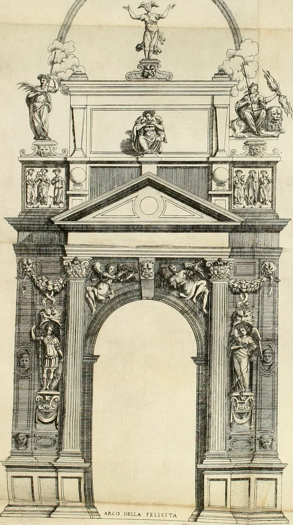 An illustration from Il sontvoso apparato fatto dalla magnifica citta di Brescia nel felice ritorno dell'illv. & reuerendiss. vescouo suo il cardinale Morosini : con la spositione de' sensi simbolici che in esso si contengono, 1591, leaf 91