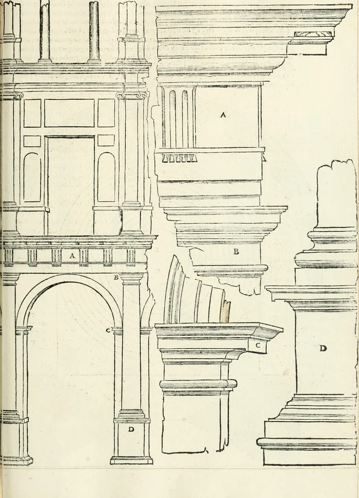 An illustration from Il terzo libro : nel qval si figvrano, e descrivono le antiqvita di Roma, e le altre che sono in Italia e fvori d'Italia ..., 1540, leaf 150