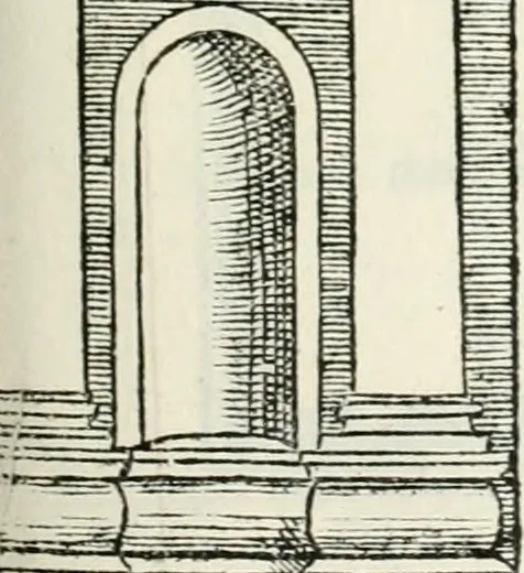 An illustration from Il terzo libro : nel qval si figvrano, e descrivono le antiqvita di Roma, e le altre che sono in Italia e fvori d'Italia ..., 1540, leaf 154