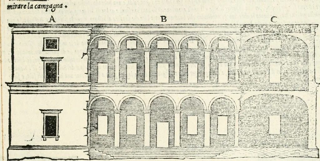 An illustration from Il terzo libro : nel qval si figvrano, e descrivono le antiqvita di Roma, e le altre che sono in Italia e fvori d'Italia ..., 1540, leaf 156