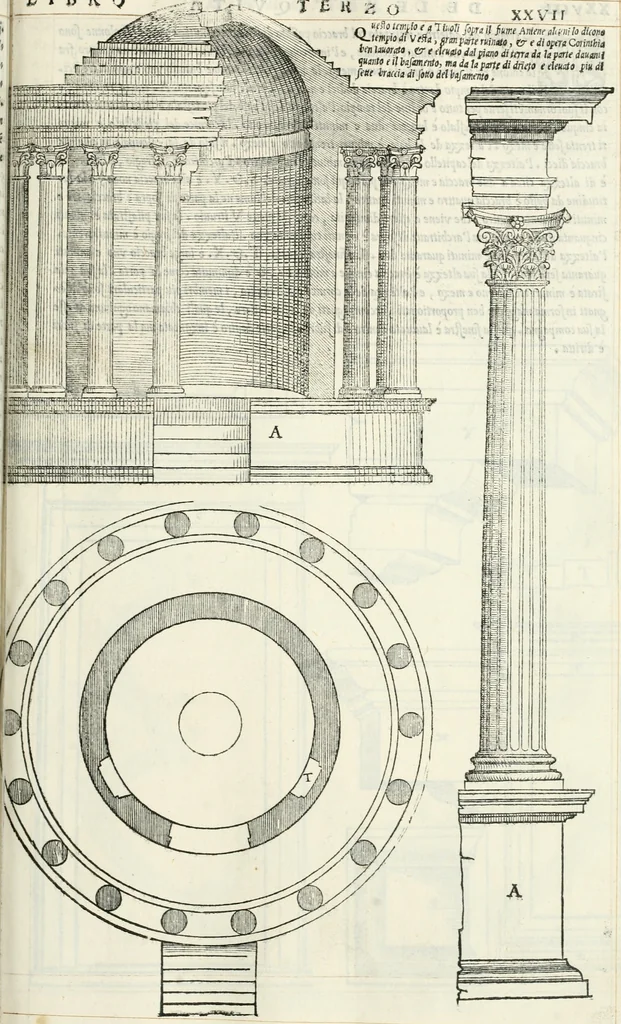 An illustration from Il terzo libro : nel qval si figvrano, e descrivono le antiqvita di Roma, e le altre che sono in Italia e fvori d'Italia ..., 1540, leaf 32