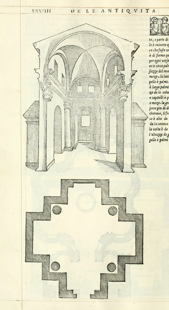 An illustration from Il terzo libro : nel qval si figvrano, e descrivono le antiqvita di Roma, e le altre che sono in Italia e fvori d'Italia ..., 1540, leaf 39