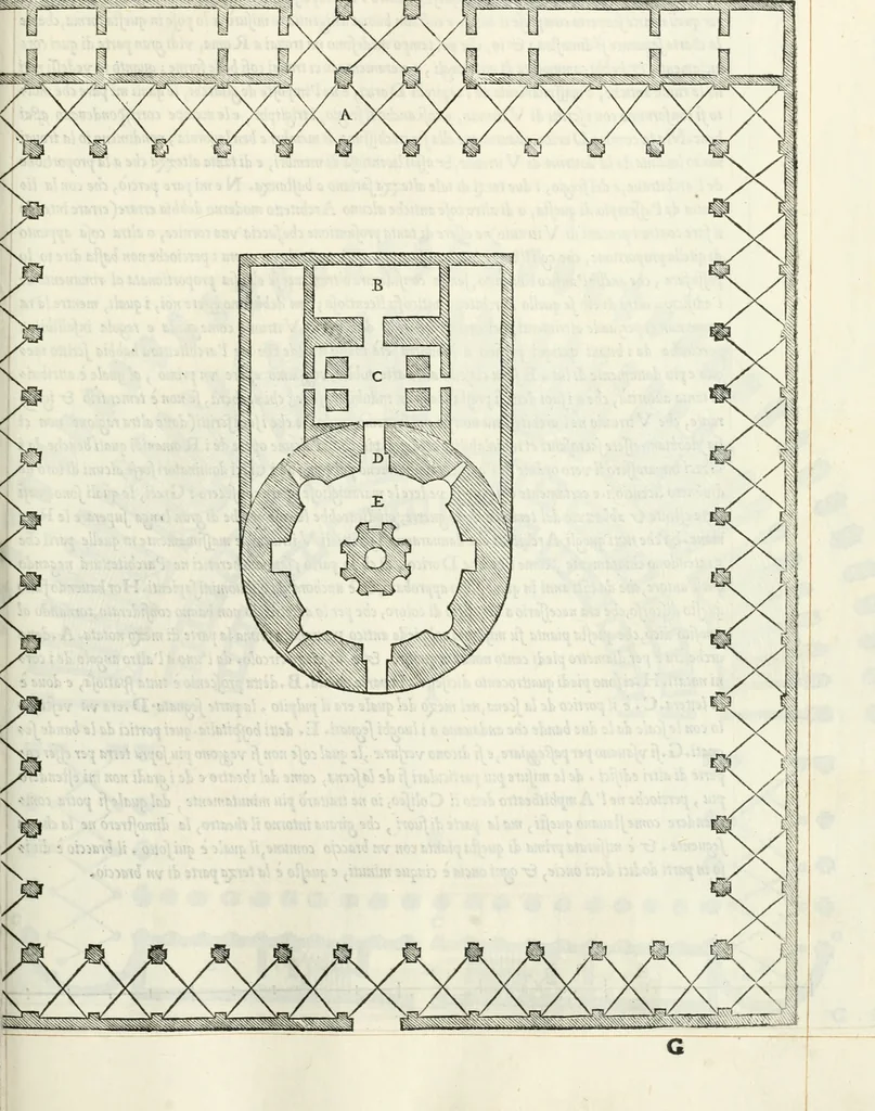 An illustration from Il terzo libro : nel qval si figvrano, e descrivono le antiqvita di Roma, e le altre che sono in Italia e fvori d'Italia ..., 1540, leaf 50