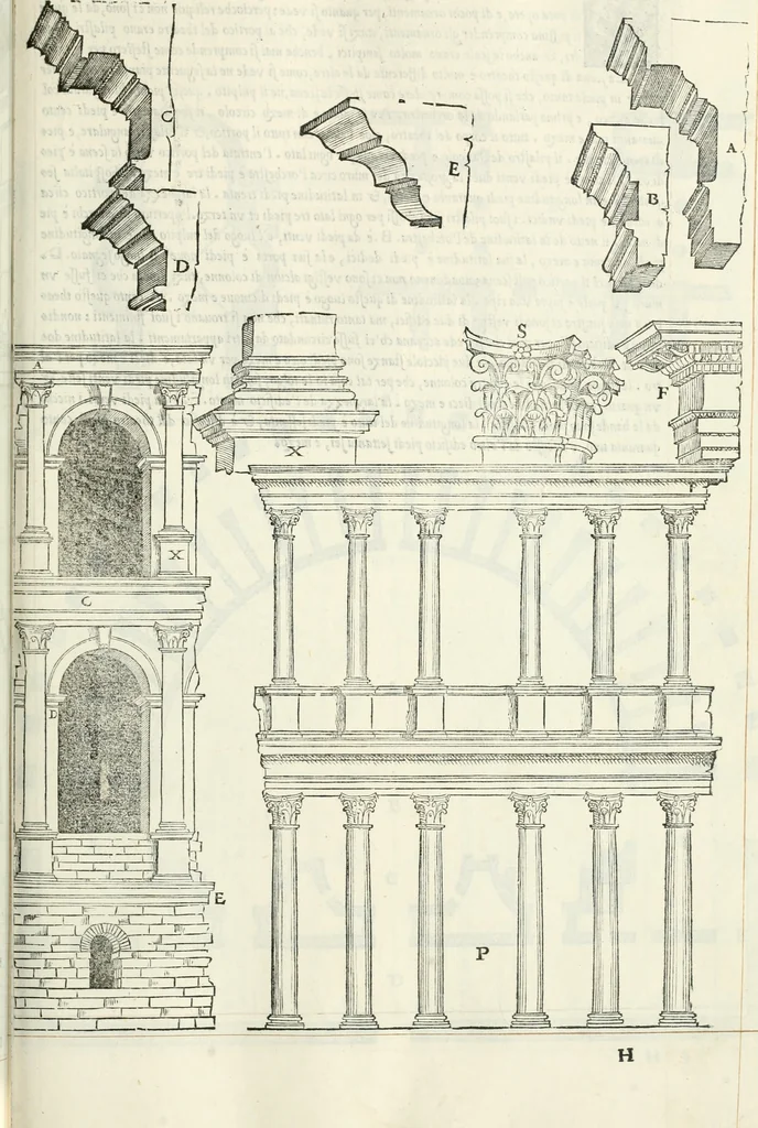 An illustration from Il terzo libro : nel qval si figvrano, e descrivono le antiqvita di Roma, e le altre che sono in Italia e fvori d'Italia ..., 1540, leaf 58