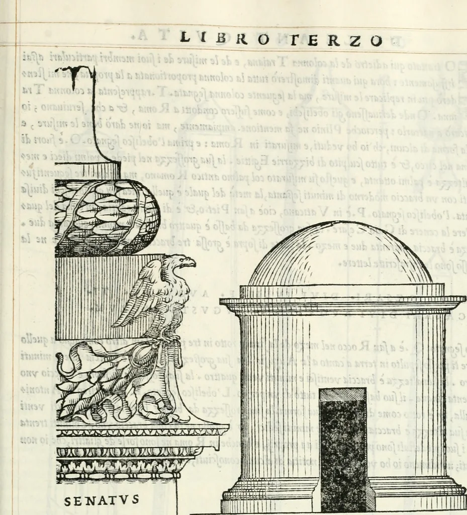An illustration from Il terzo libro : nel qval si figvrano, e descrivono le antiqvita di Roma, e le altre che sono in Italia e fvori d'Italia ..., 1540, leaf 66