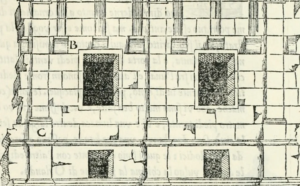 An illustration from Il terzo libro : nel qval si figvrano, e descrivono le antiqvita di Roma, e le altre che sono in Italia e fvori d'Italia ..., 1540, leaf 74