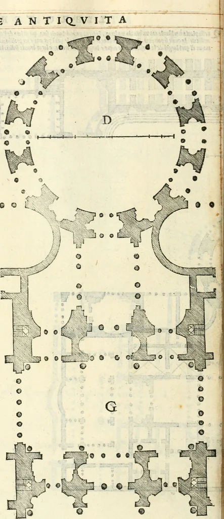 An illustration from Il terzo libro : nel qval si figvrano, e descrivono le antiqvita di Roma, e le altre che sono in Italia e fvori d'Italia ..., 1540, leaf 95