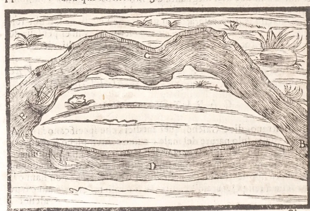 An illustration from Il Teuere incatenato, ouero, L'arte di frenar l'acque correnti, 1663, leaf 248