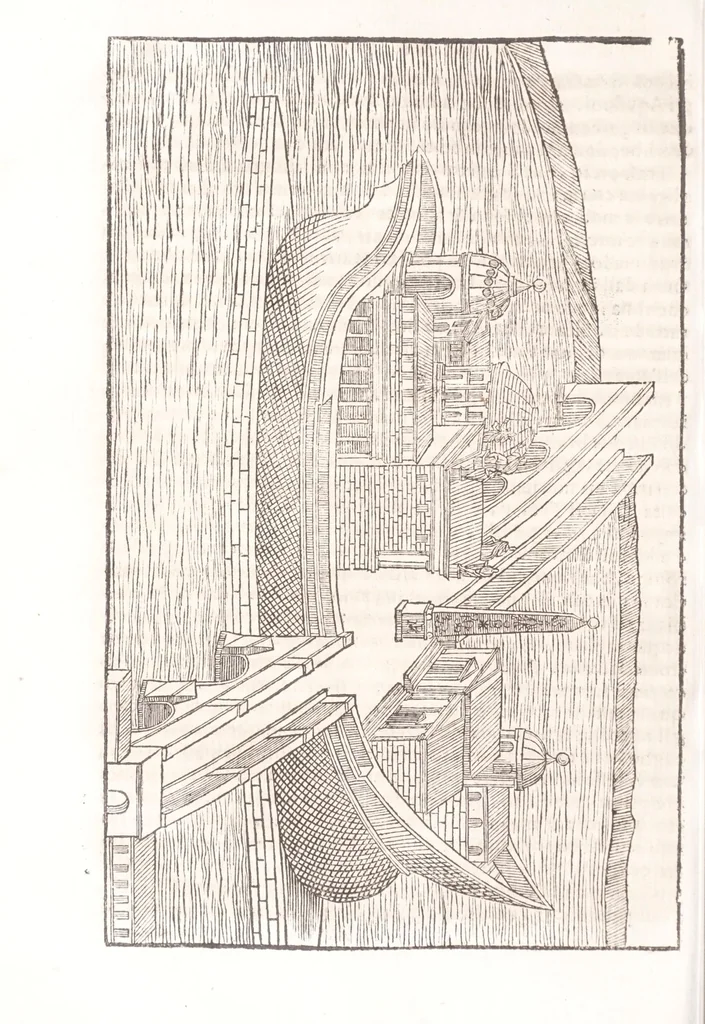 An illustration from Il Teuere incatenato, ouero, L'arte di frenar l'acque correnti, 1663, leaf 362