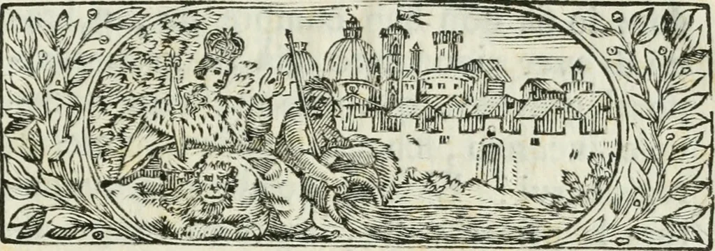 An illustration from Il trionfo delle bell'arti : renduto gloriosissimo sotto gli auspicj delle LL. AA. RR. Pietro Leopoldo, arciduca d'Austria, principe reale d'Ungheria, e di Boemia, granduca di Toscana ec. ec. ec. e Maria Luisa di Borbone, arciduchessa d'Austria, gran-duchessa di Toscana ec. ec. ec. in occasione, che gli accademici del disegno in dimostrazione di profondo rispetto verso i loro sovrani, fanno la solenne mostra delle opere antiche di più eccellenti artefici nella propria cappella, e nel chiostro secondo de' PP. della SS. Nonziata in Firenze l'anno 1767, 1767, leaf 24