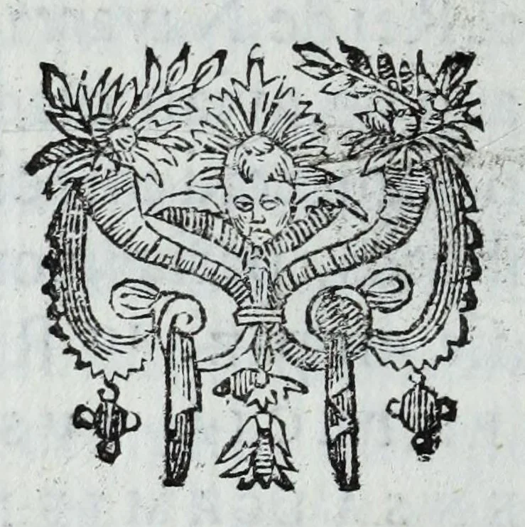 An illustration from Ilustracion del renombre de grande principio, grandeza, y etimologia : pontifices, santos, emperadores, reyes, i varones ilustres, que le merecieron en la voz publica de los hombres, 1638, leaf 112