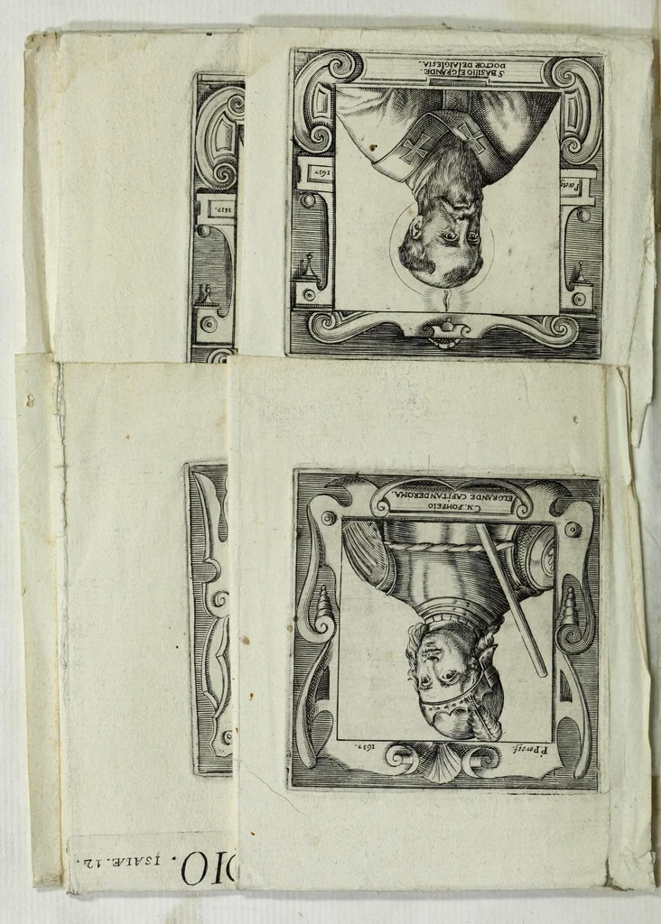 An illustration from Ilustracion del renombre de grande principio, grandeza, y etimologia : pontifices, santos, emperadores, reyes, i varones ilustres, que le merecieron en la voz publica de los hombres, 1638, leaf 122