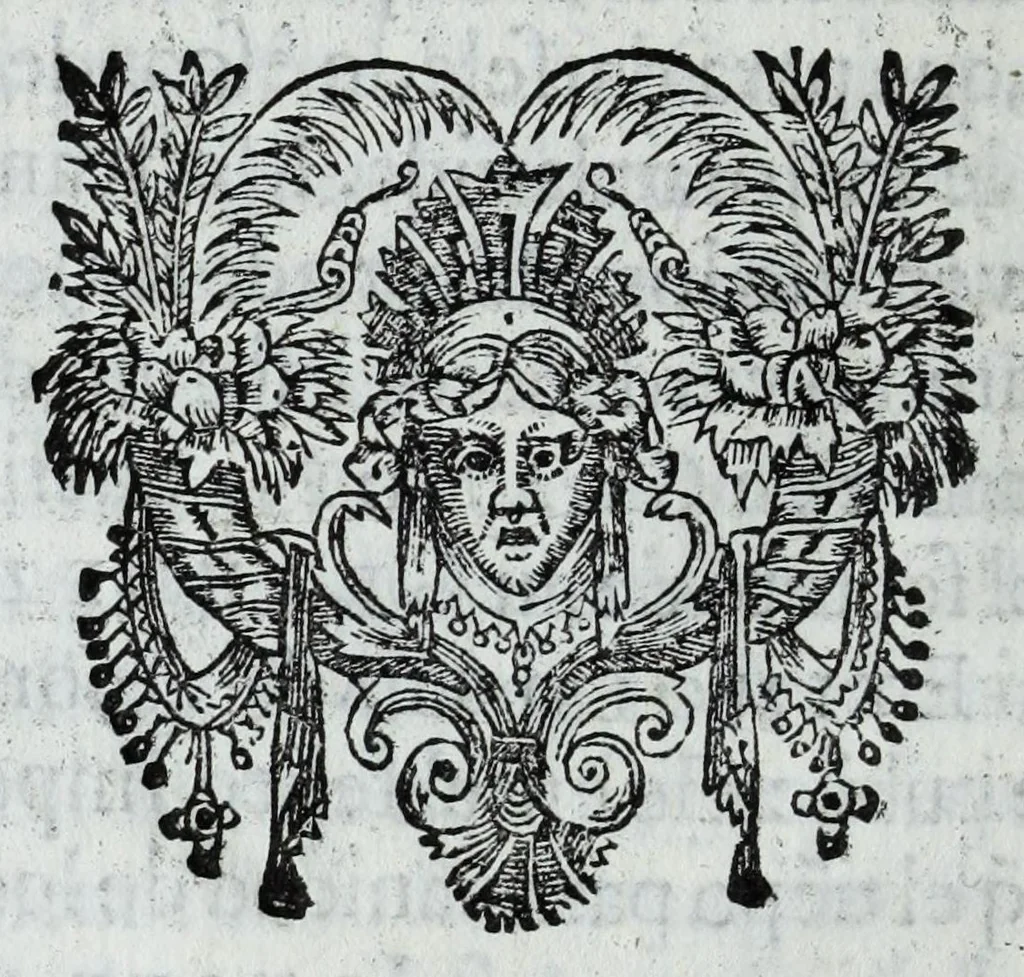 An illustration from Ilustracion del renombre de grande principio, grandeza, y etimologia : pontifices, santos, emperadores, reyes, i varones ilustres, que le merecieron en la voz publica de los hombres, 1638, leaf 32