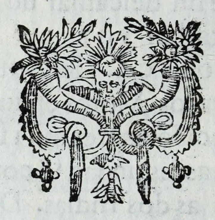 An illustration from Ilustracion del renombre de grande principio, grandeza, y etimologia : pontifices, santos, emperadores, reyes, i varones ilustres, que le merecieron en la voz publica de los hombres, 1638, leaf 56