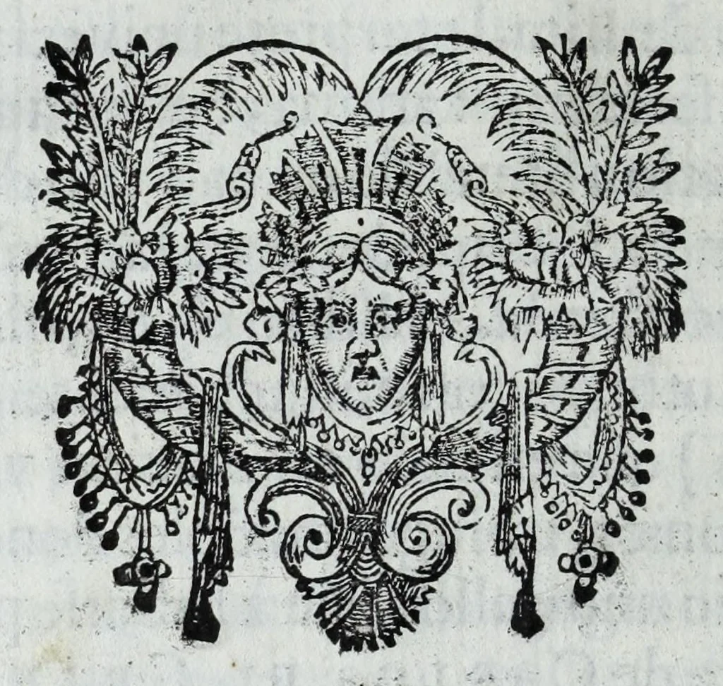 An illustration from Ilustracion del renombre de grande principio, grandeza, y etimologia : pontifices, santos, emperadores, reyes, i varones ilustres, que le merecieron en la voz publica de los hombres, 1638, leaf 90