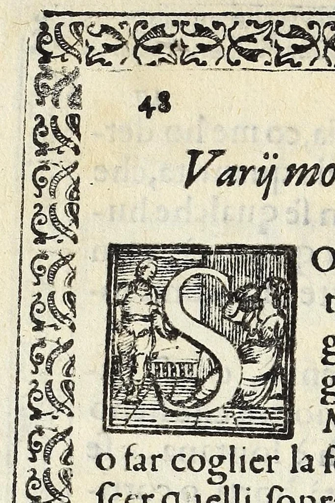 An illustration from Il vermicello dalla seta, del Corsvccio da Sascorbaro : nvovamente venuto in luce, 1581, leaf 52