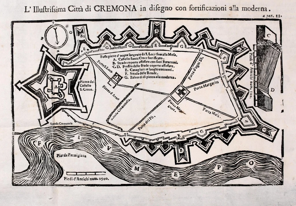An illustration from Il vero riparo, il facile, il naturale : per ouuiare ò rimediare ogni corrosione e ruina di fiume e torrente, abbenche giudicata irremediabile : dottrina prattica ... esposta a beneficio di tutti i simili danneggiati, e massime della città di Cremona, sotto gli assalti del Pò ormai disperata, e cadente, 1685, leaf 25