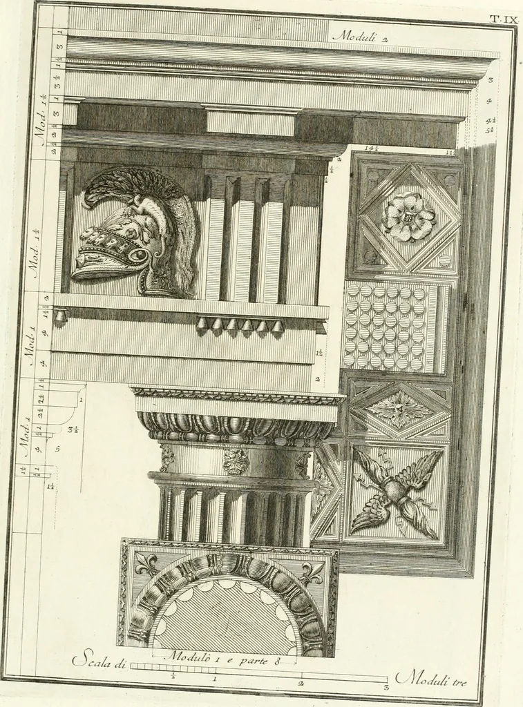 An illustration from Il Vignola illustrato, 1770, leaf 100