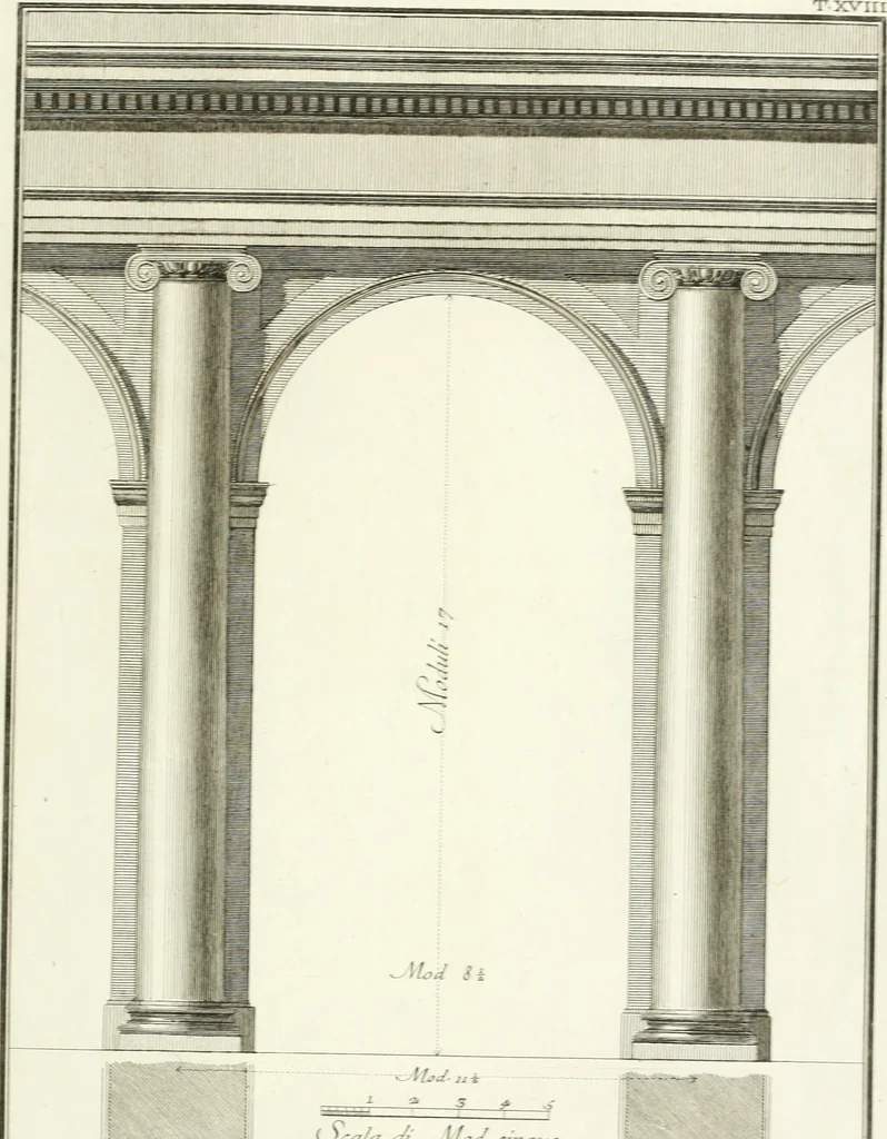 An illustration from Il Vignola illustrato, 1770, leaf 118