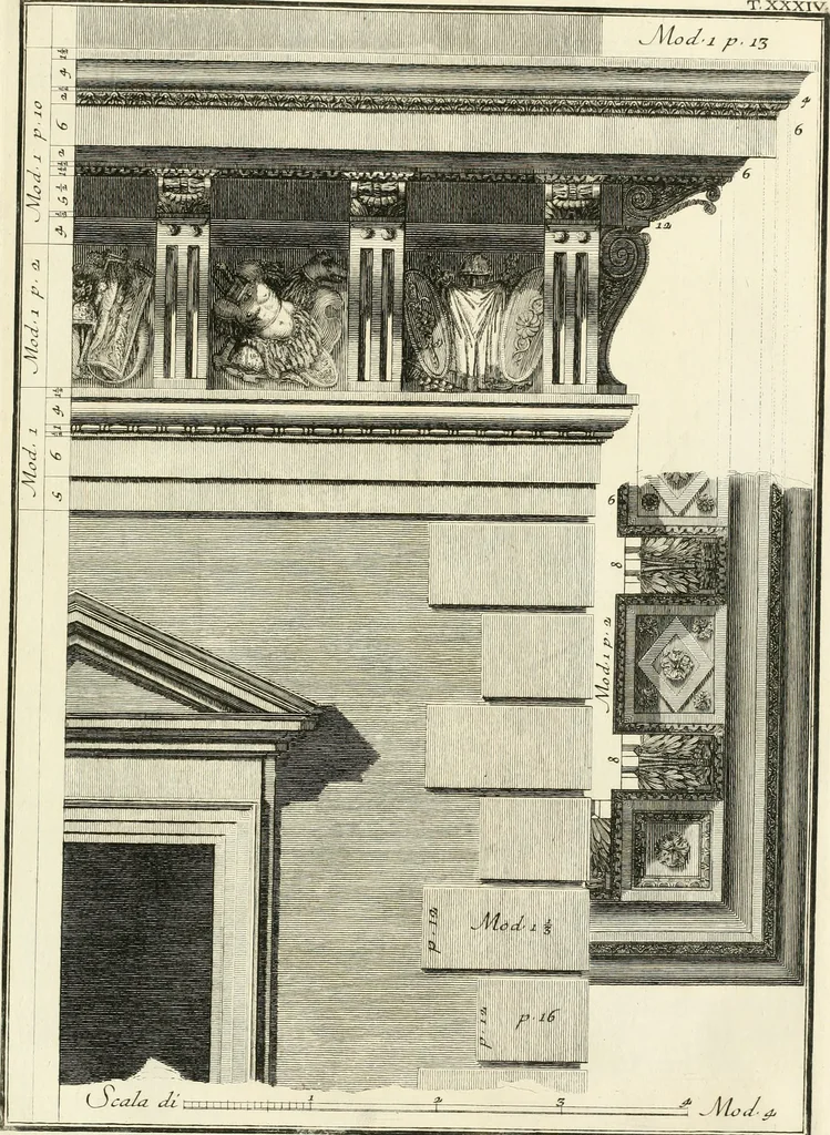 An illustration from Il Vignola illustrato, 1770, leaf 150