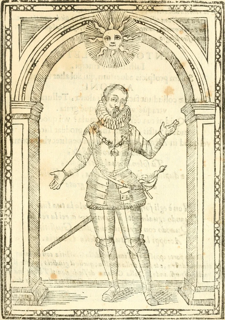 An illustration from Il zodiaco, over, idea di perfettione di prencipi : formata dall'heroiche virtù dell'illvstriss. et eccellentiss. signore D. Antonio Alvarez di Toledo, duca d'Alba vicere di Napoli : rapresentata come in vn trionfo dal fidelissimo popolo napoletano : per opera del dottore Francesco Antonio Scacciauento suo eletto : nella pomposissima festa di San Gio. Battista, celebrata à 23. di giugno 1629. per il settimo anno del suo gouerno, 1630, leaf 114
