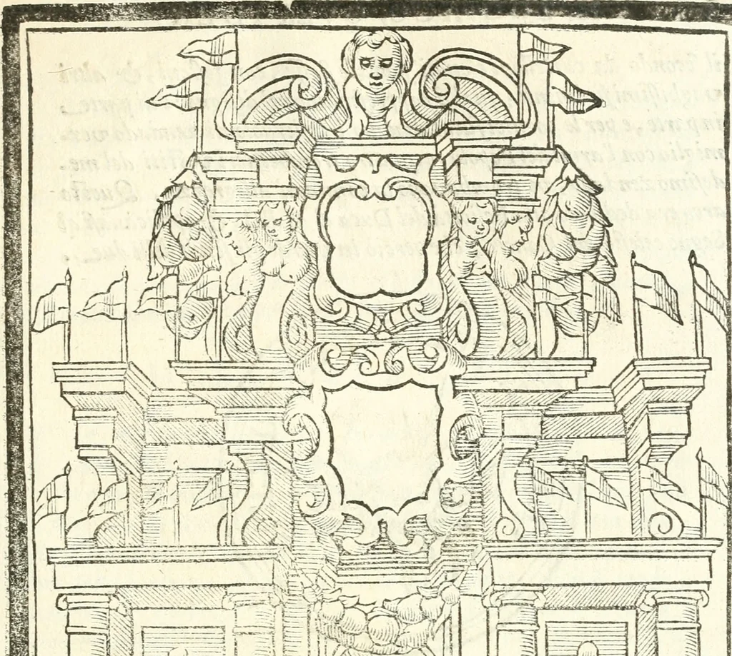 An illustration from Il zodiaco, over, idea di perfettione di prencipi : formata dall'heroiche virtù dell'illvstriss. et eccellentiss. signore D. Antonio Alvarez di Toledo, duca d'Alba vicere di Napoli : rapresentata come in vn trionfo dal fidelissimo popolo napoletano : per opera del dottore Francesco Antonio Scacciauento suo eletto : nella pomposissima festa di San Gio. Battista, celebrata à 23. di giugno 1629. per il settimo anno del suo gouerno, 1630, leaf 18
