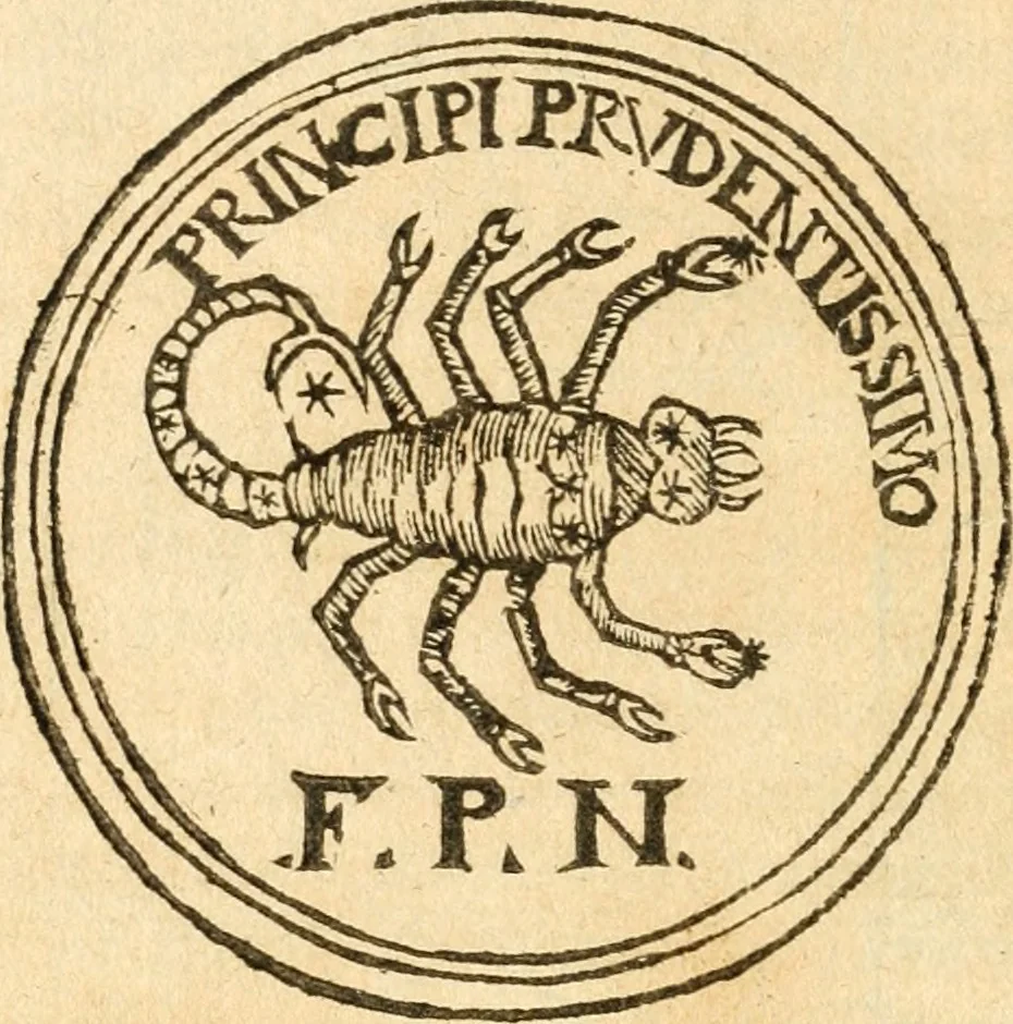 An illustration from Il zodiaco, over, idea di perfettione di prencipi : formata dall'heroiche virtù dell'illvstriss. et eccellentiss. signore D. Antonio Alvarez di Toledo, duca d'Alba vicere di Napoli : rapresentata come in vn trionfo dal fidelissimo popolo napoletano : per opera del dottore Francesco Antonio Scacciauento suo eletto : nella pomposissima festa di San Gio. Battista, celebrata à 23. di giugno 1629. per il settimo anno del suo gouerno, 1630, leaf 187
