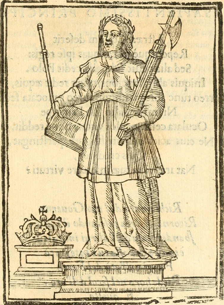 An illustration from Il zodiaco, over, idea di perfettione di prencipi : formata dall'heroiche virtù dell'illvstriss. et eccellentiss. signore D. Antonio Alvarez di Toledo, duca d'Alba vicere di Napoli : rapresentata come in vn trionfo dal fidelissimo popolo napoletano : per opera del dottore Francesco Antonio Scacciauento suo eletto : nella pomposissima festa di San Gio. Battista, celebrata à 23. di giugno 1629. per il settimo anno del suo gouerno, 1630, leaf 240
