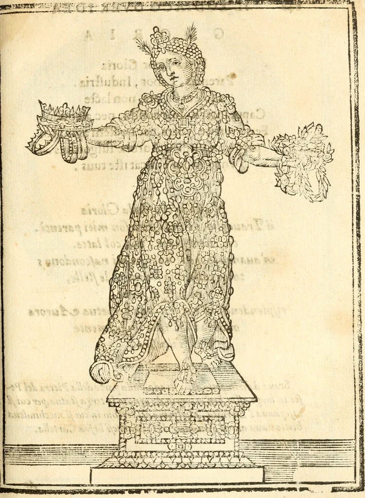 An illustration from Il zodiaco, over, idea di perfettione di prencipi : formata dall'heroiche virtù dell'illvstriss. et eccellentiss. signore D. Antonio Alvarez di Toledo, duca d'Alba vicere di Napoli : rapresentata come in vn trionfo dal fidelissimo popolo napoletano : per opera del dottore Francesco Antonio Scacciauento suo eletto : nella pomposissima festa di San Gio. Battista, celebrata à 23. di giugno 1629. per il settimo anno del suo gouerno, 1630, leaf 256