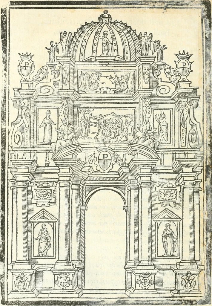 An illustration from Il zodiaco, over, idea di perfettione di prencipi : formata dall'heroiche virtù dell'illvstriss. et eccellentiss. signore D. Antonio Alvarez di Toledo, duca d'Alba vicere di Napoli : rapresentata come in vn trionfo dal fidelissimo popolo napoletano : per opera del dottore Francesco Antonio Scacciauento suo eletto : nella pomposissima festa di San Gio. Battista, celebrata à 23. di giugno 1629. per il settimo anno del suo gouerno, 1630, leaf 373