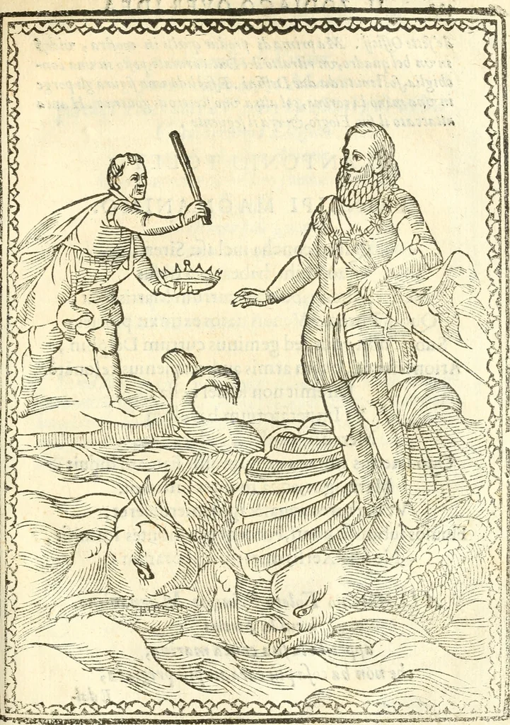 An illustration from Il zodiaco, over, idea di perfettione di prencipi : formata dall'heroiche virtù dell'illvstriss. et eccellentiss. signore D. Antonio Alvarez di Toledo, duca d'Alba vicere di Napoli : rapresentata come in vn trionfo dal fidelissimo popolo napoletano : per opera del dottore Francesco Antonio Scacciauento suo eletto : nella pomposissima festa di San Gio. Battista, celebrata à 23. di giugno 1629. per il settimo anno del suo gouerno, 1630, leaf 432