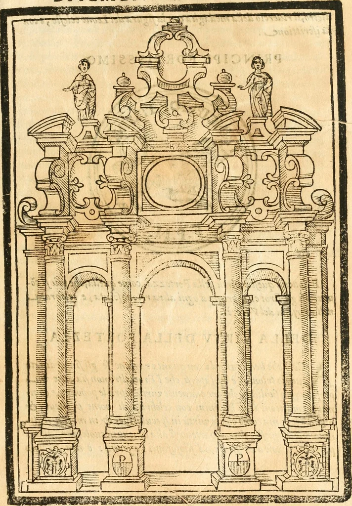 An illustration from Il zodiaco, over, idea di perfettione di prencipi : formata dall'heroiche virtù dell'illvstriss. et eccellentiss. signore D. Antonio Alvarez di Toledo, duca d'Alba vicere di Napoli : rapresentata come in vn trionfo dal fidelissimo popolo napoletano : per opera del dottore Francesco Antonio Scacciauento suo eletto : nella pomposissima festa di San Gio. Battista, celebrata à 23. di giugno 1629. per il settimo anno del suo gouerno, 1630, leaf 72