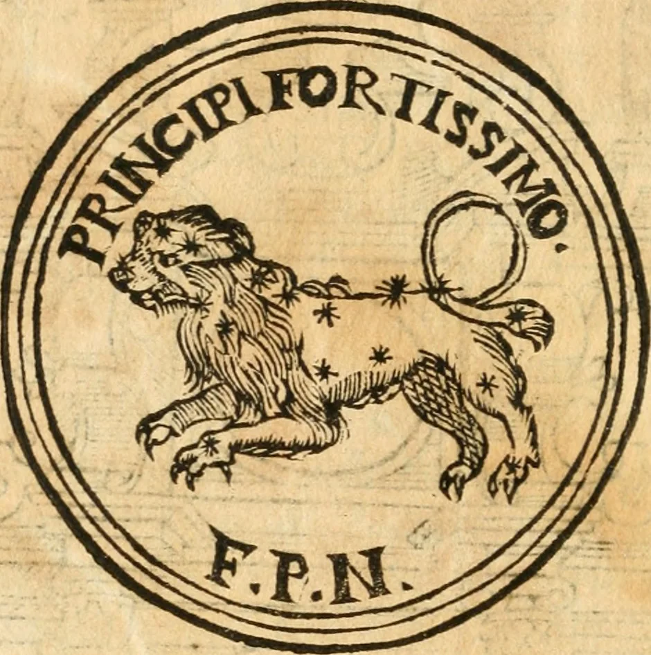 An illustration from Il zodiaco, over, idea di perfettione di prencipi : formata dall'heroiche virtù dell'illvstriss. et eccellentiss. signore D. Antonio Alvarez di Toledo, duca d'Alba vicere di Napoli : rapresentata come in vn trionfo dal fidelissimo popolo napoletano : per opera del dottore Francesco Antonio Scacciauento suo eletto : nella pomposissima festa di San Gio. Battista, celebrata à 23. di giugno 1629. per il settimo anno del suo gouerno, 1630, leaf 73