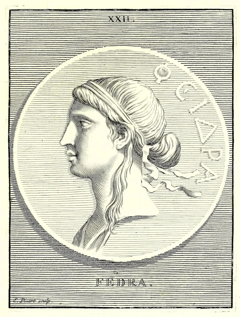 An illustration from Images des héros et des grands hommes de l'antiquité. Dessinées sur des médailles, des pierres antiques & autres anciens monumens, 1731, leaf 169