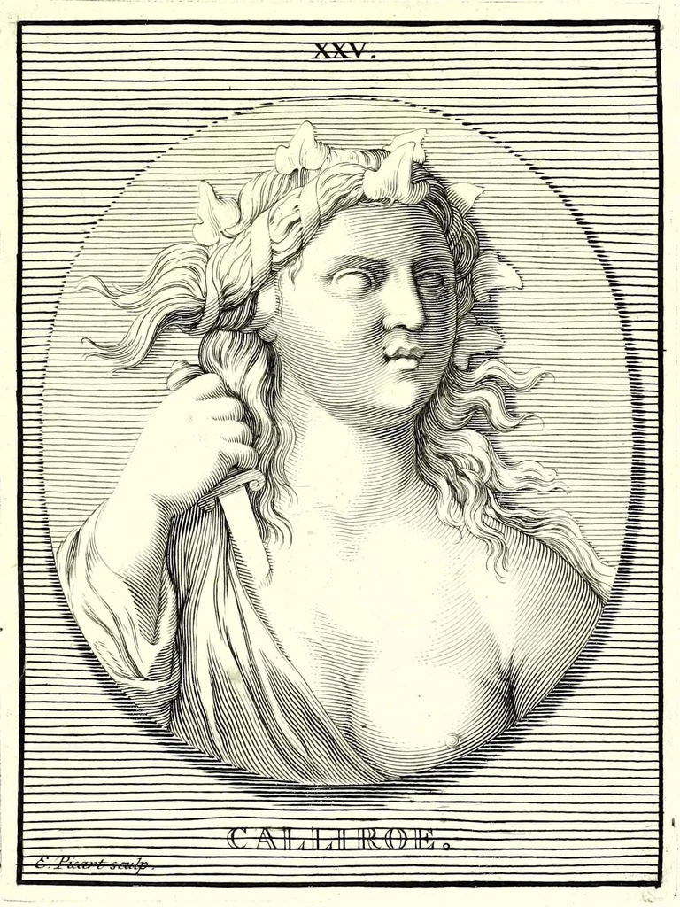 An illustration from Images des héros et des grands hommes de l'antiquité. Dessinées sur des médailles, des pierres antiques & autres anciens monumens, 1731, leaf 193