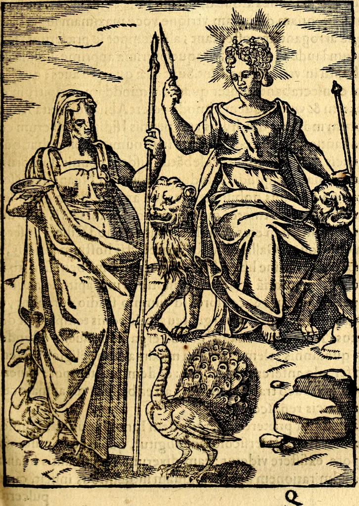 An illustration from Imagines deorum, qui ab antiquis colebantur : in quibus simulacra, ritus, caerimoniae, magnaq[ue] ex parte veterum religio explicatur, 1581, leaf 134